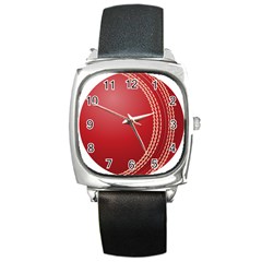 Cricket Ball Square Metal Watch by Sapixe