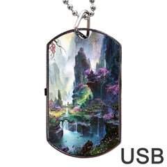 Fantastic World Fantasy Painting Dog Tag Usb Flash (one Side) by Sapixe