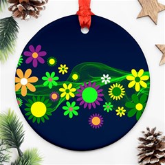 Flower Power Flowers Ornament Ornament (round) by Sapixe