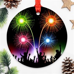 Happy New Year 2017 Celebration Animated 3d Ornament (round) by Sapixe