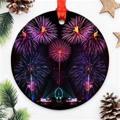 Happy New Year New Years Eve Fireworks In Australia Ornament (round) by Sapixe