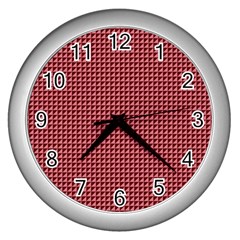 Red Triangulate Wall Clocks (silver)  by jumpercat