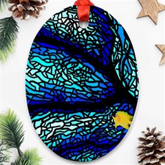 Sea Fans Diving Coral Stained Glass Oval Ornament (two Sides) by Sapixe