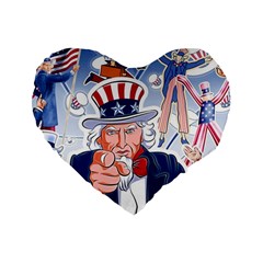 United States Of America Celebration Of Independence Day Uncle Sam Standard 16  Premium Heart Shape Cushions by Sapixe