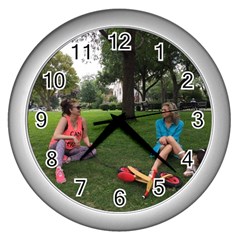 19688418 10155446220129417 1027902896 O - Walking With Daughter And Dog Wall Clocks (silver)  by bestdesignintheworld