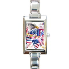 United States Of America Usa  Images Independence Day Rectangle Italian Charm Watch by Sapixe