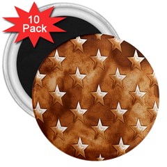 Stars Brown Background Shiny 3  Magnets (10 Pack)  by Sapixe