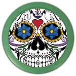 Cranium Sugar Skull Color Wall Clocks Front