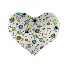 Space Pattern Standard 16  Premium Heart Shape Cushions by Valentinaart