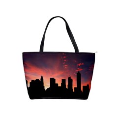 Skyline Panoramic City Architecture Shoulder Handbags by Simbadda