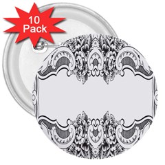 Vintage Ornamental Decorative 3  Buttons (10 Pack)  by Simbadda