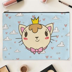 Cat Cloud Heart Texture Kitten Cosmetic Bag (xxxl)  by Simbadda