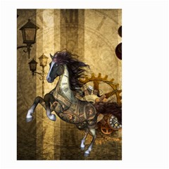 Awesome Steampunk Horse, Clocks And Gears In Golden Colors Small Garden Flag (two Sides) by FantasyWorld7