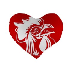 Cock Logo Emblem Symbol France Standard 16  Premium Flano Heart Shape Cushions by Simbadda