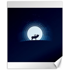 Moon Hirsch Wild Nature Antler Canvas 16  X 20   by Simbadda