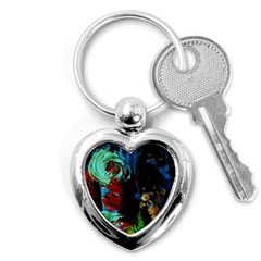 Night At The Foot Of Fudziama 2 Key Chains (heart)  by bestdesignintheworld