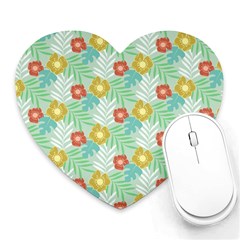 Vintage Floral Summer Pattern Heart Mousepads by TastefulDesigns