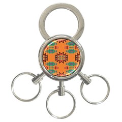 Misc Shapes On An Orange Background                                    3-ring Key Chain by LalyLauraFLM