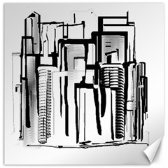 Black And White City Canvas 12  X 12   by digitaldivadesigns