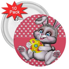 Illustration Rabbit Easter 3  Buttons (10 Pack)  by Sapixe