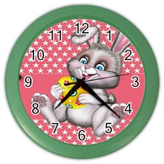 Illustration Rabbit Easter Color Wall Clocks by Sapixe