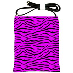 Hot Neon Pink And Black Tiger Stripes Shoulder Sling Bags by PodArtist