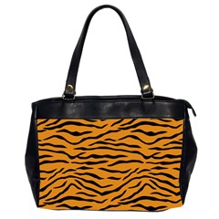 Orange And Black Tiger Stripes Office Handbags (2 Sides)  by PodArtist