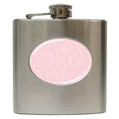 Elios Shirt Faces In White Outlines On Pale Pink Cmbyn Hip Flask (6 Oz) by PodArtist