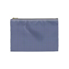 Usa Flag Blue And White Gingham Checked Cosmetic Bag (medium)  by PodArtist