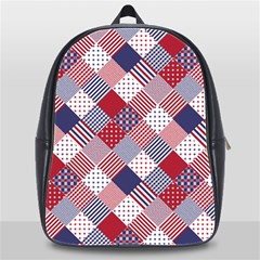 Usa Americana Diagonal Red White & Blue Quilt School Bag (xl) by PodArtist