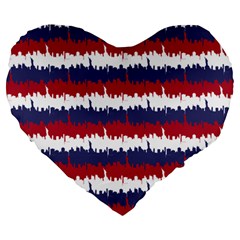 244776512ny Usa Skyline In Red White & Blue Stripes Nyc New York Manhattan Skyline Silhouette Large 19  Premium Heart Shape Cushions by PodArtist