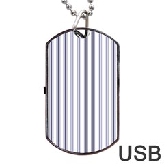 Mattress Ticking Wide Striped Pattern In Usa Flag Blue And White Dog Tag Usb Flash (two Sides) by PodArtist