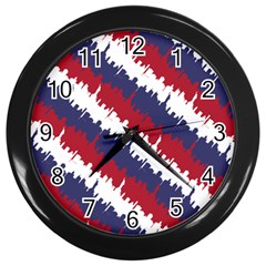 Ny Usa Candy Cane Skyline In Red White & Blue Wall Clocks (black) by PodArtist