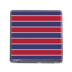 Large Red White And Blue Usa Memorial Day Holiday Horizontal Cabana Stripes Memory Card Reader (square) by PodArtist