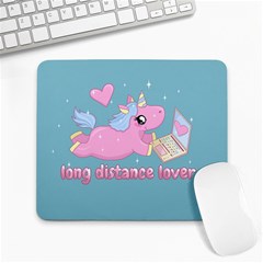 Long Distance Lover - Cute Unicorn Large Mousepads by Valentinaart