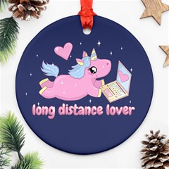 Long Distance Lover - Cute Unicorn Ornament (round) by Valentinaart