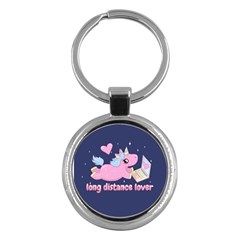 Long Distance Lover - Cute Unicorn Key Chains (round)  by Valentinaart