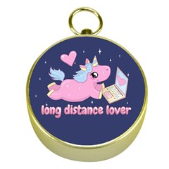 Long Distance Lover - Cute Unicorn Gold Compasses by Valentinaart