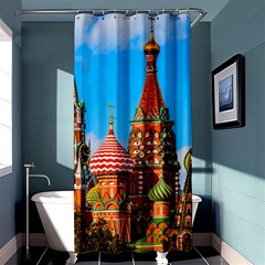 Moscow Kremlin And St  Basil Cathedral Shower Curtain 36  X 72  (stall)  by FunnyCow