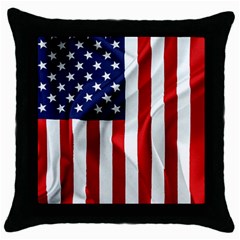 American Usa Flag Vertical Throw Pillow Case (black) by FunnyCow