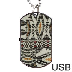 Fabric Textile Abstract Pattern Dog Tag Usb Flash (one Side) by Nexatart