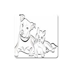 Dog Cat Pet Silhouette Animal Square Magnet by Sapixe