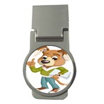 Dog Pet Dressed Point Papers Money Clips (Round)  Front