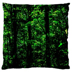 Emerald Forest Large Flano Cushion Case (two Sides) by FunnyCow