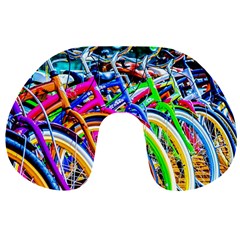 Colorful Bicycles In A Row Travel Neck Pillows by FunnyCow