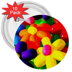 Toy Balloon Flowers 3  Buttons (10 Pack)  by FunnyCow