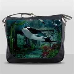 Wonderful Orca In Deep Underwater World Messenger Bags by FantasyWorld7