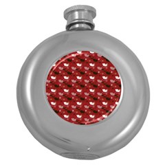 Snow Sleigh Deer Red Round Hip Flask (5 Oz) by snowwhitegirl