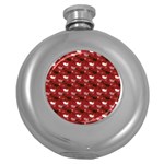 Snow Sleigh Deer Red Round Hip Flask (5 oz) Front