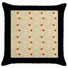 Beige Heart Cherries Throw Pillow Case (black) by snowwhitegirl